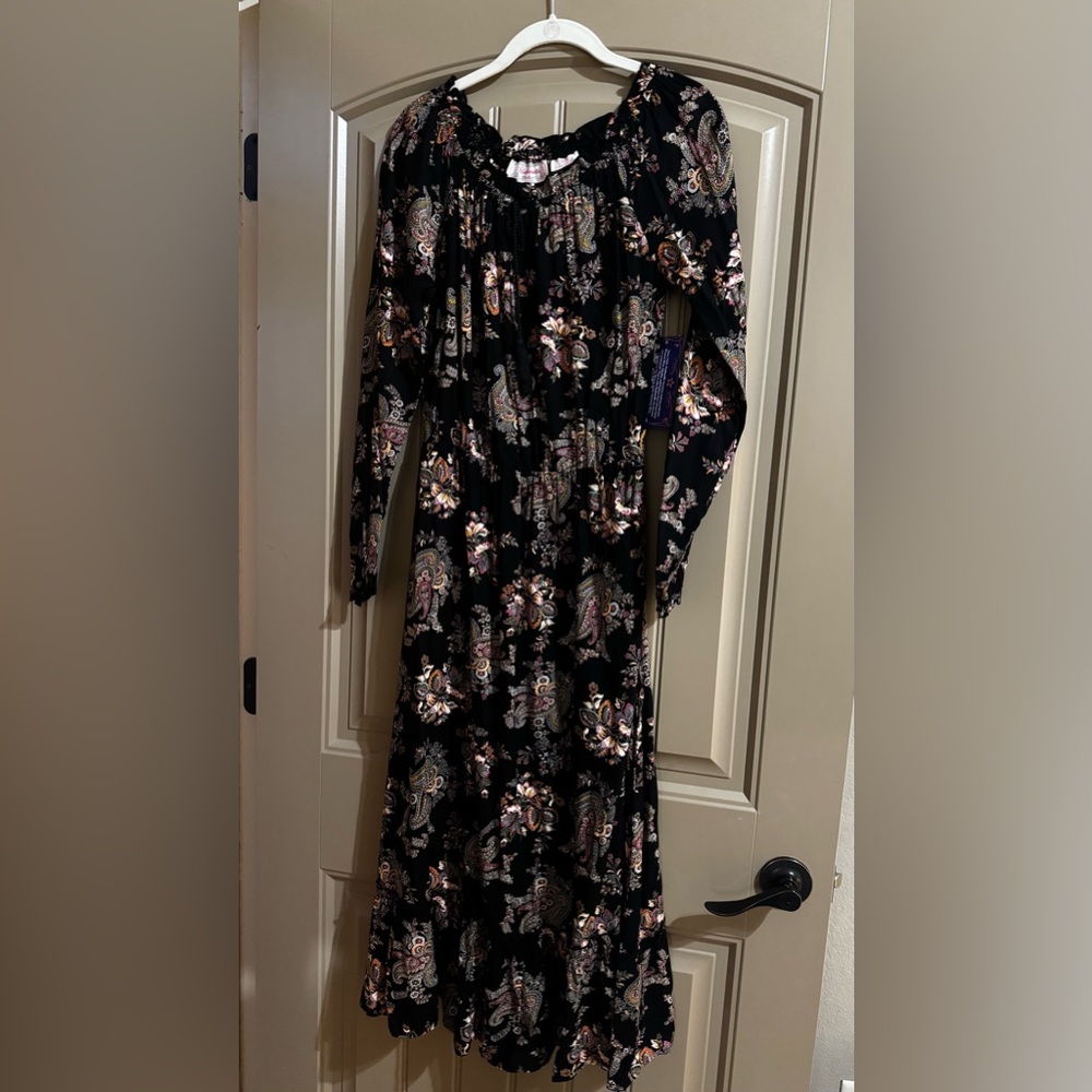 Panhandle Slim Black Paisley Long Sleeve Dress